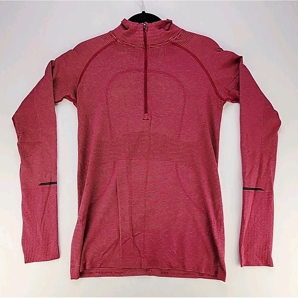 Lululemon Run Swiftly Tech 1/2โ Zip Womens 6 Tonka Stripe Heathered Bumble Berry